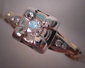 Antique Diamond Wedding Ring Vintage Art Deco Platinum c.1900