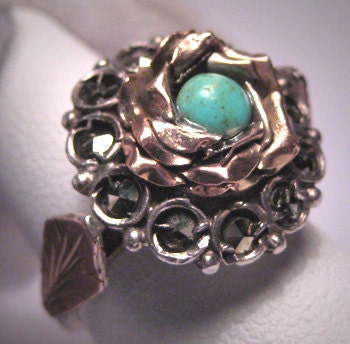 Antique Georgian Victorian Turquoise Gold Ring 1800s
