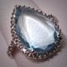 Vintage Blue Topaz Diamond Ring White Gold Estate Gem