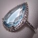 Vintage Blue Topaz Diamond Ring White Gold Estate Gem