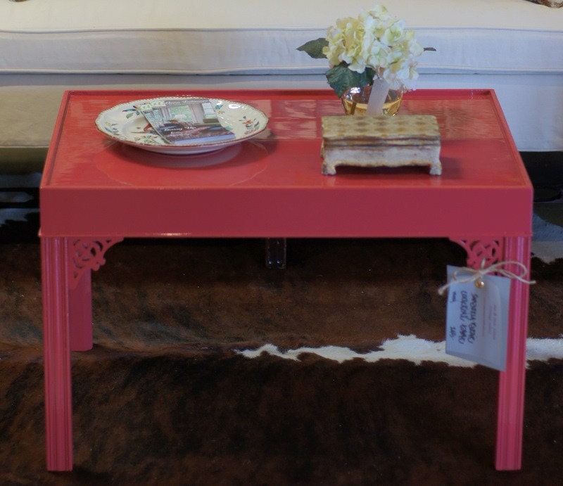 raspberry chinoiserie cocktail table