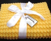 Yellow Crochet Puff Stitch Baby Blanket