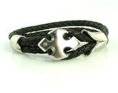Stainless Steel and Leather Cross Cuff Bracelet. Beautiful hand braided rich brown leather bracelet can be worn by him or her, Fathers Day