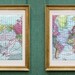 world maps - two vintage maps WORLD atlas map prints - vintage world map print art