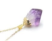 Gold Dipped Amethyst Point Necklace