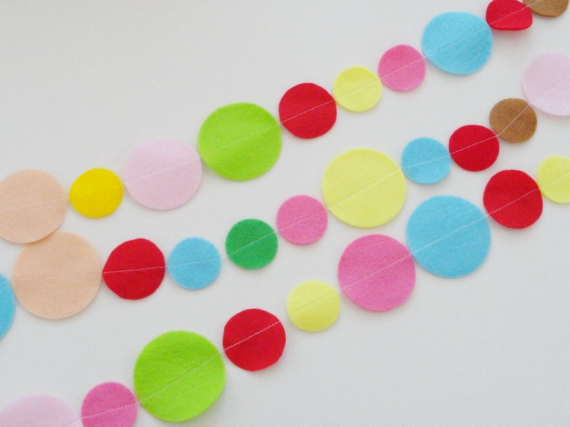 Felt circles garland easter decor bunting party decoration holiday decoration wedding decoration nursery decor kids room