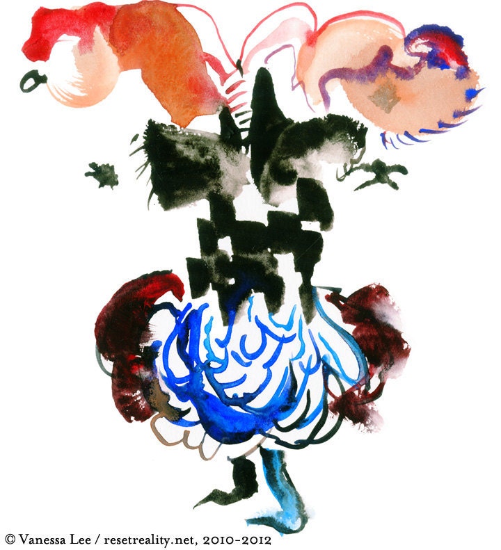 Original Artwork, Figure Painting, Abstract Art, Fashion Illustration, 6" x 6" - 48