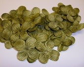 Silk Flowers - 40 Hydrangea Blossoms in Avocado Green - Artificial Blossoms