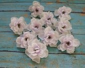 Silk Flowers - TEN Delphinium Blossoms in Off-White with Lavender - 2 Inches - Artificial Flowers