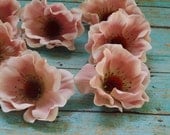 Silk Flowers - SEVEN Artificial Anemones in Dusty Pink - Artificial Flowers