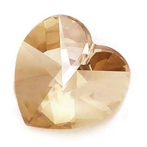 Swarovski Elements 5 pcs CRYSTAL GOLDEN SHADOW 10mm Heart Pendent Beads for Jewelry, Flower Centers