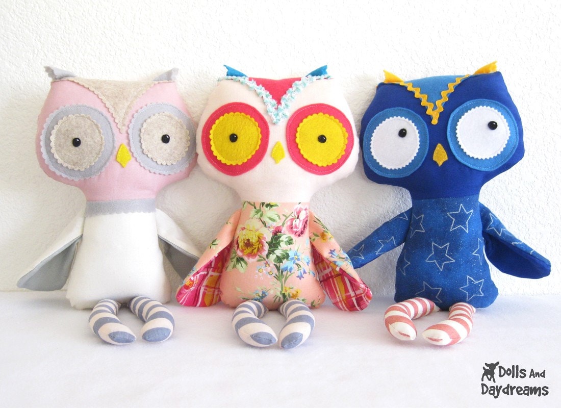 Owl PDF Sewing Pattern Softie Stuffed Toy - DollsAndDaydreams