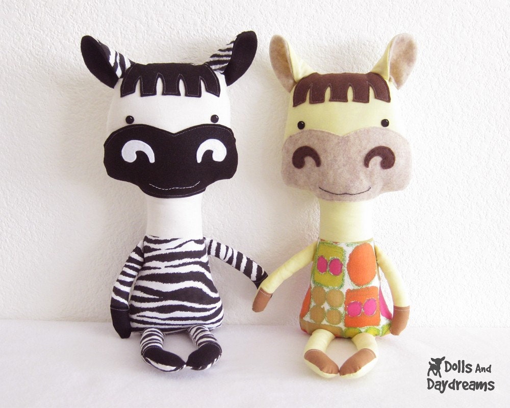 Horse Pony Zebra PDF Sewing Pattern Stuffed Animal Softie