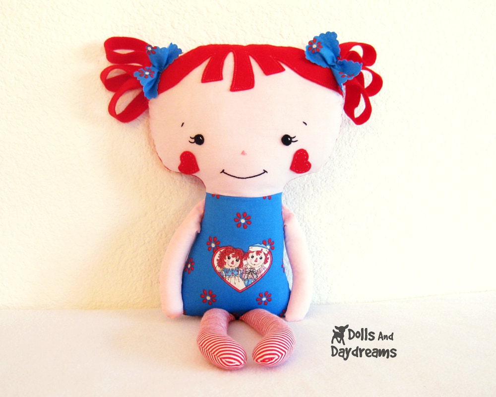 Raggedy Ann Doll Sewing Pattern PDF Ragdoll Plushie DIY Tutorial