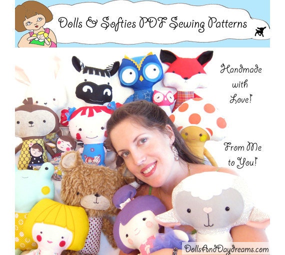 Small Doll Sewing Pattern PDF Pocket Size Cute Stuffed Fabric Cloth Dolly Tutorial Little Sister