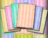 Elegant Stripes ATC Digital Collage Sheet  Whimsical ACEO Backgrounds Vintage Digital Collage Sheet Vintage Pastel Stripes Tags 181