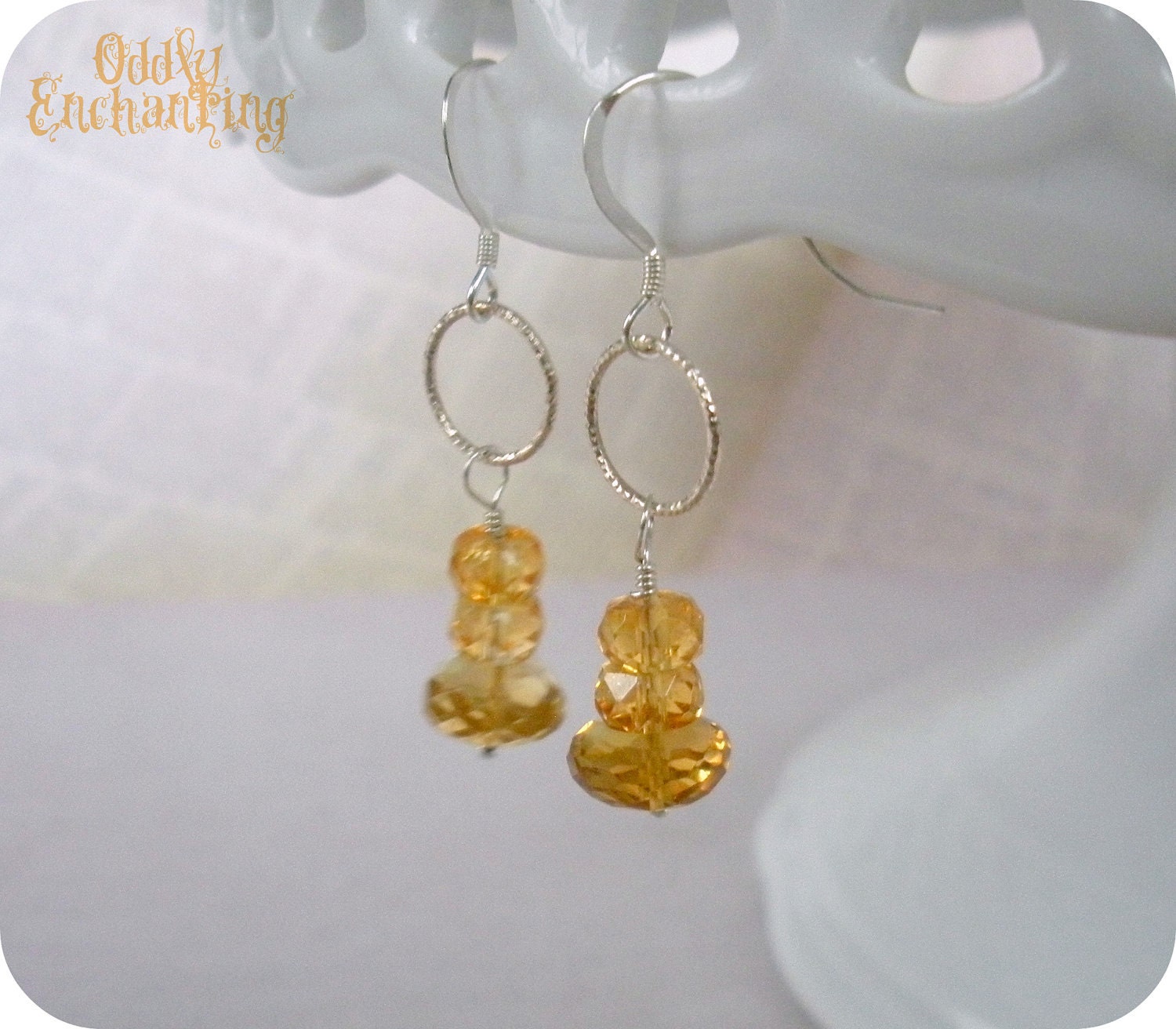 Clover Honey Earrings- Citrine Sterling Silver