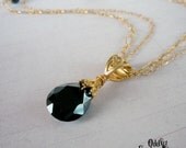 Midnight Goddess Necklace- Black Spinel, Gold