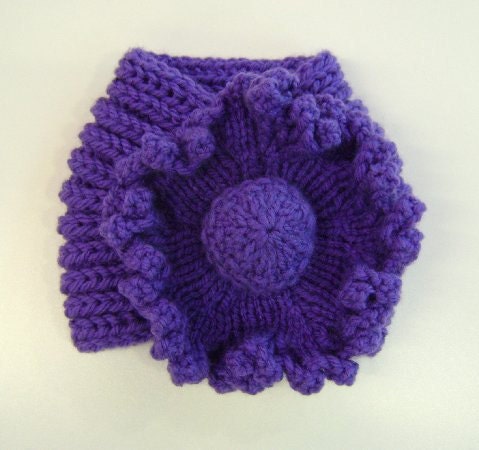 Ladies Flower Neck Warmer in Violet, Grey, Purple, Teal Green, Teal Blue & Charcoal