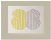 SALE Modern Leaf screenprint in soft shades of yellow, cream and grey. An original, handmade work of art