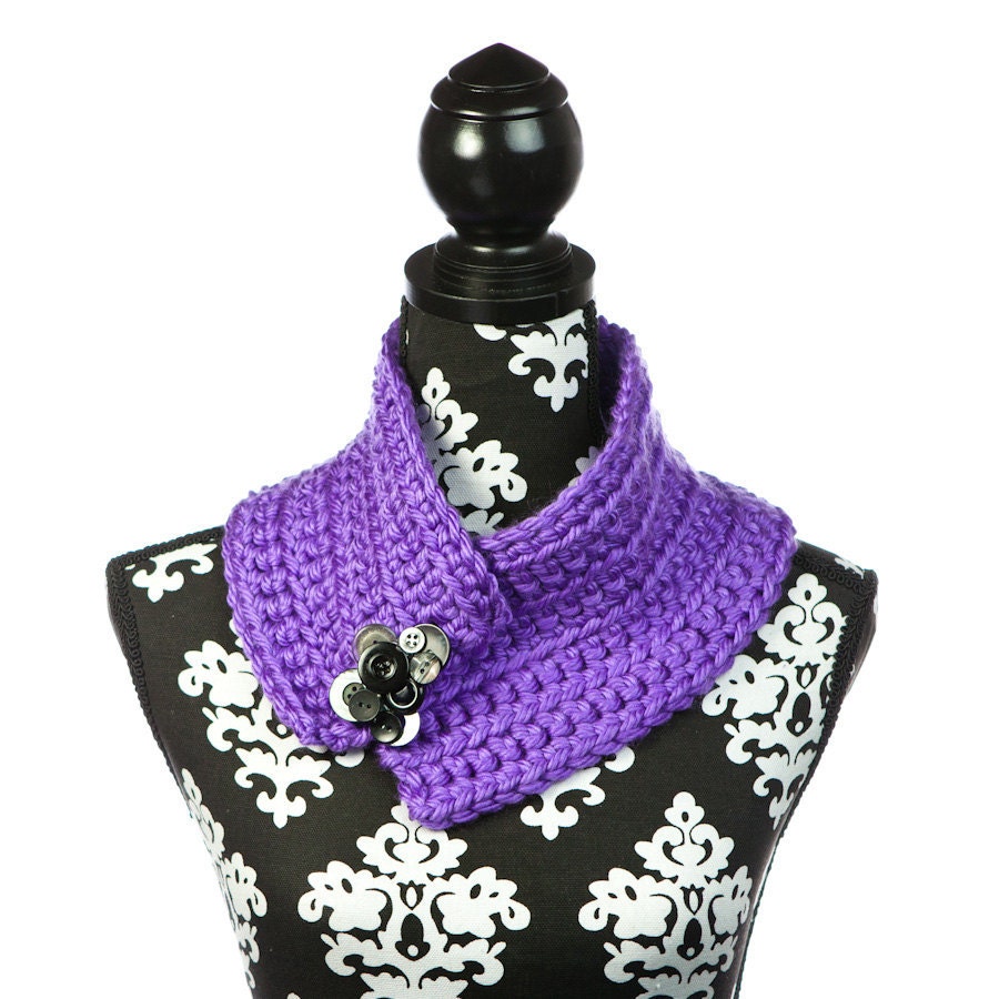 Cowl Neckwarmer Scarf - Organic Cotton - Purple