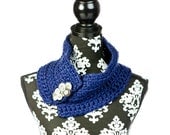 Cowl Neckwarmer Scarf - Orgainc Cotton - Navy Blue