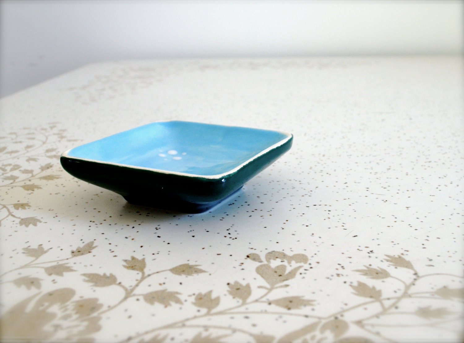 Dark Turquoise and light blue soy dish