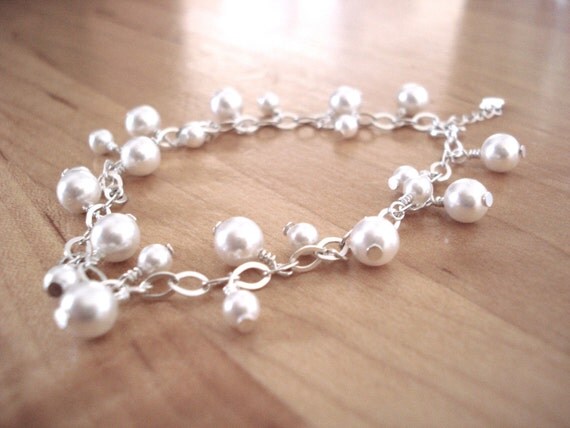 Abigail - Bridal Bracelet: Sterling Silver with Swarovski Pearls
