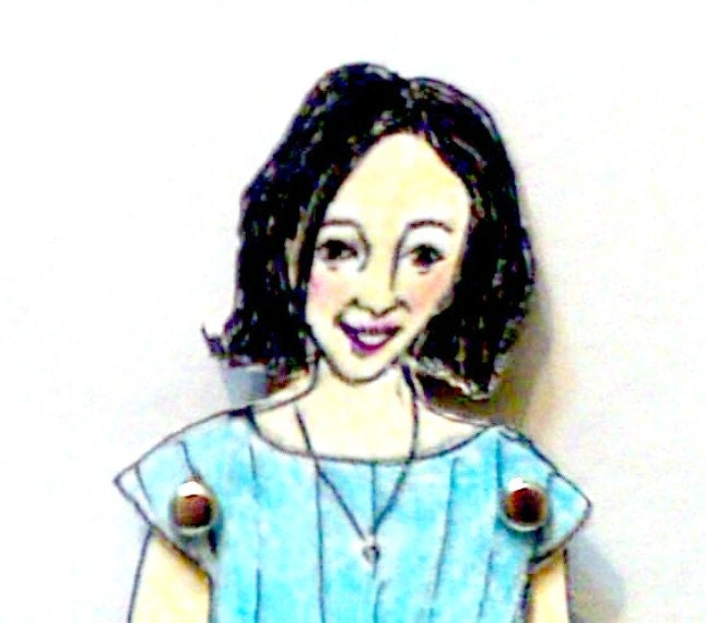 Girl Articulated Paper Doll. Cute Girl in Baby Blue Dress. Spring Fashion Illustration