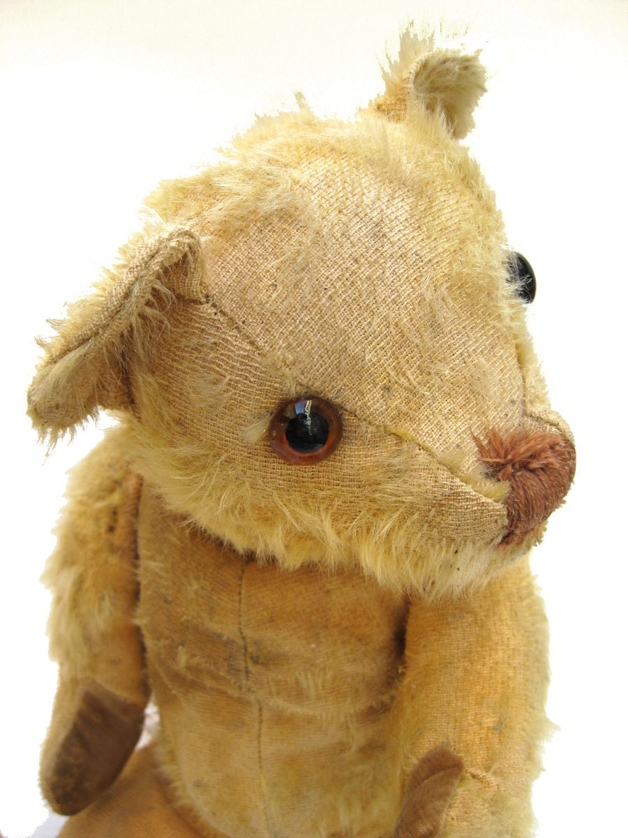 ON RESERVE  - Poor Sweet Spooky Antique Mohair Teddy Bear - 30s Merrythought Shabby Sad Worn Loved Cuddly Character Old Vintage