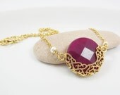 Luxurious, Exotic Berry Jade Necklace - Romantic, Elegant - Available in Berry, Lime Green, Green, Black, Red, Hot Pink and White