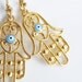Hamsa - Hand of Fatima Dangly Earrings - Turquoise