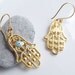 Hamsa - Hand of Fatima Dangly Earrings - Turquoise