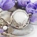Exotic Organic Bohemian Turkish Silk Bracelet - Silver Plated, White Jade, Lilac Silk, Dragonfly Charm - Spring fashion