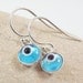 Sterling Silver Lucky Evil Eye Earrings - Turquoise Blue