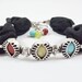 Black Turkish Silk Bracelet with Agate and Turquoise Semi Precious Natural Stones - Exotic Trio Eye - Summer Fashion