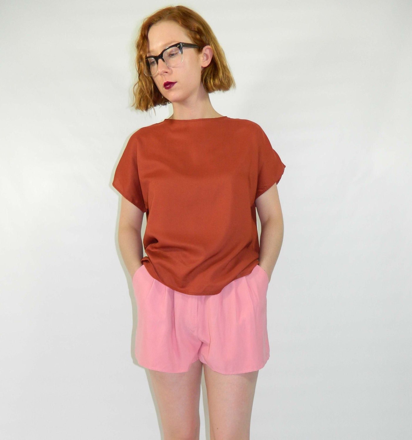 Pink Shorts Silk High Waist XS/S