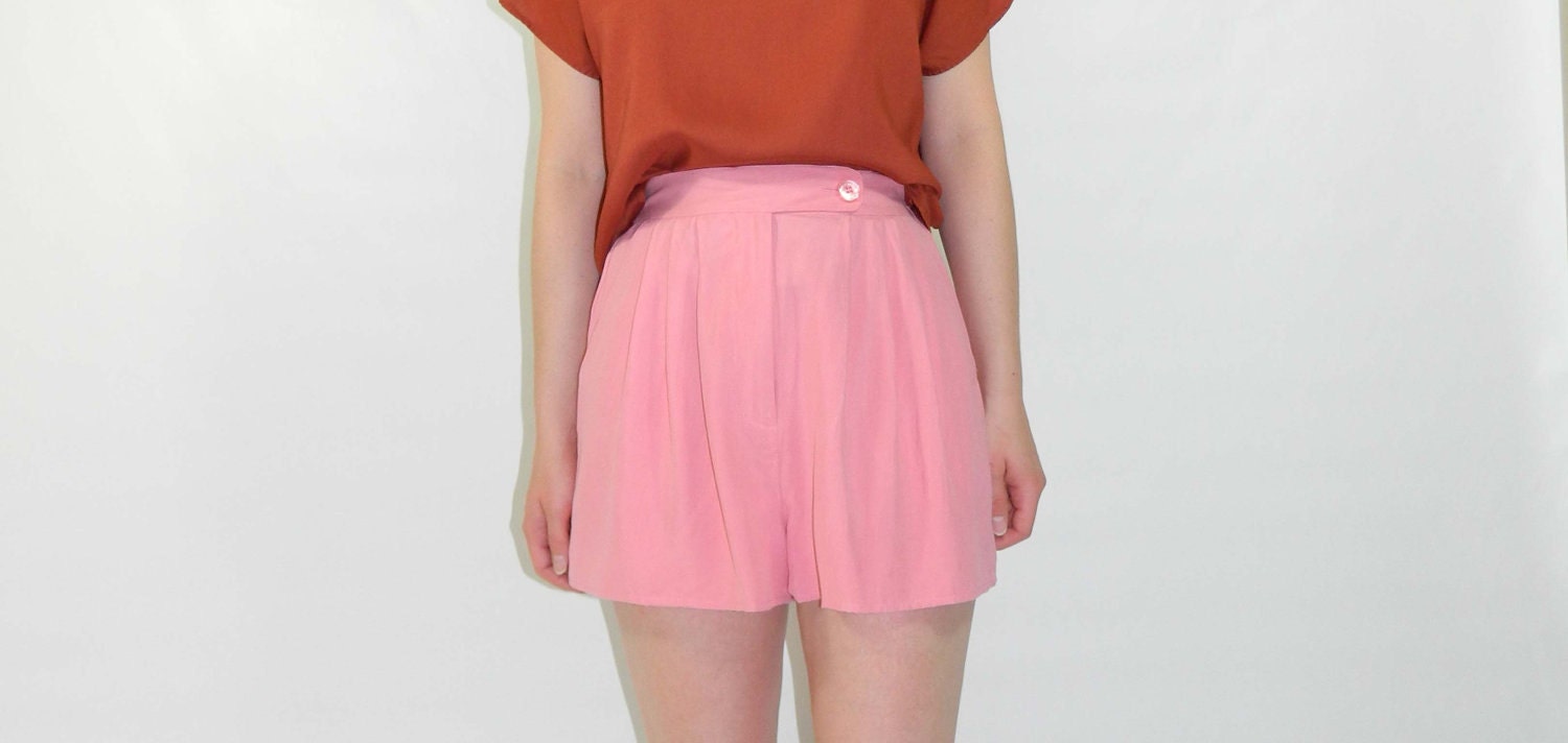Pink Shorts Silk High Waist XS/S