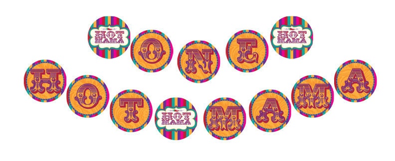 DIY Printable Hot Mama Baby Shower Banner and 5" Party Circles Il_170x135