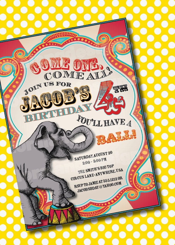 DIY Printable Vintage Carnival Customizable Birthday Party Invitation Il_170x135
