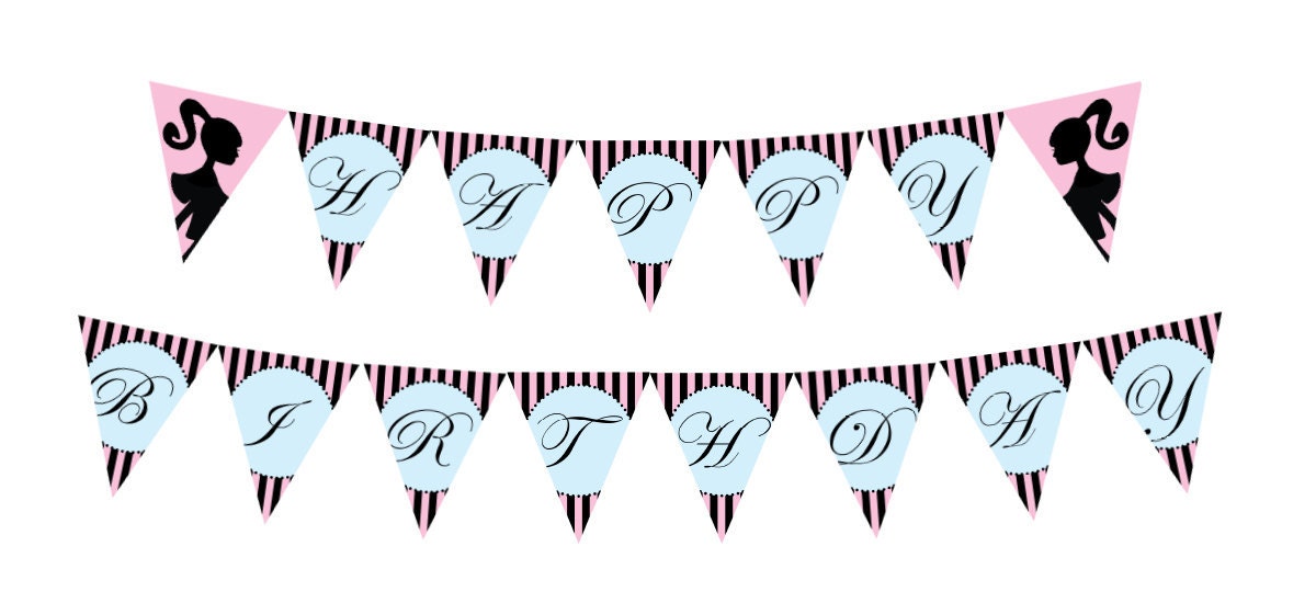 DIY Printable Vintage Glamour Girl Birthday Banner Il_170x135