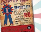 DIY Printable Vintage County Fair Customizable Birthday Party Invitation