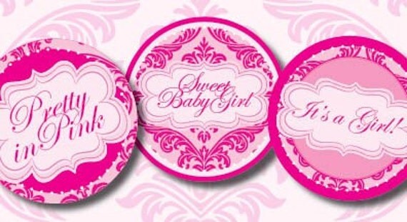 DIY Printable Pretty in Pink Baby Shower Cupcake Toppers Gift or Favor Tags Il_570xn