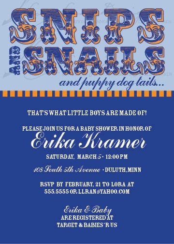 DIY Printable Snips and Snails Baby Shower Invitation or Birthday Invitation Il_570xn