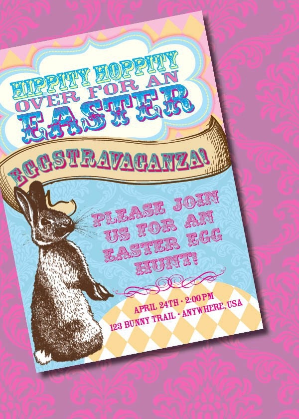 DIY Printable Easter Party Egg Hunt Invitation Il_570xn