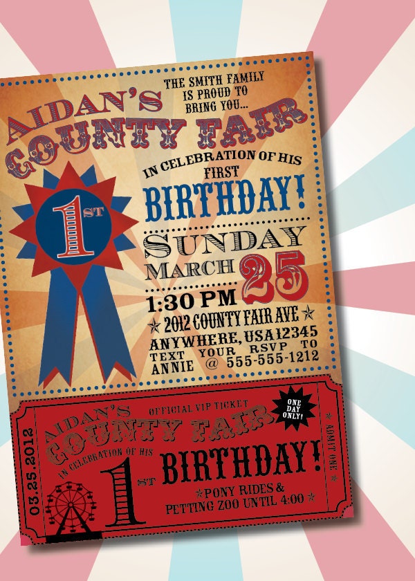 DIY Printable Vintage County Fair Customizable Birthday Party Invitation Il_570xn