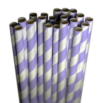 Stripe Light Purple Party Paper Straws - Cake Pop Sticks - Pixie Sticks - Qty 25 Il_170x135