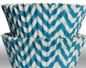 Aqua Blue GREASEPROOF Chevron Zigzag Baking Cups Cupcake Liners - Quantity 50 Il_170x135