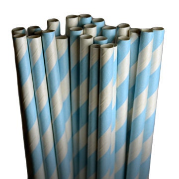 Stripe Light Blue Party Paper Straws - Cake Pop Sticks - Pixie Sticks - Qty 25 Il_570xn