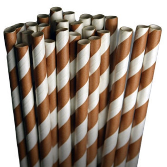 Stripe Brown Party Paper Straws - Cake Pop Sticks - Pixie Sticks - Qty 25 Il_570xn